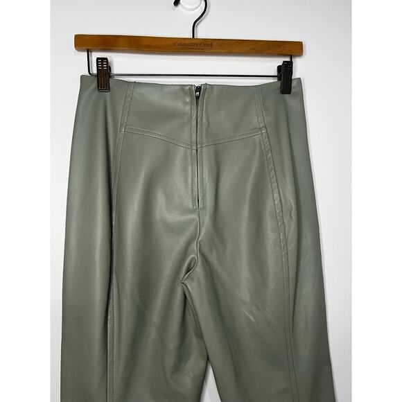 Free People Real Deal Slit Vegan Sage Leather Pants High Waist 27 - Picture 5 of 7